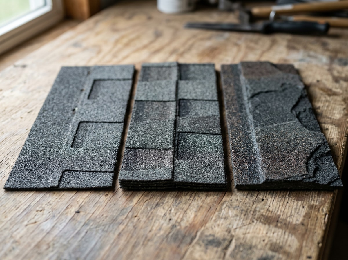 Side-by-side comparison of 3-tab, architectural, and premium composition shingle profiles