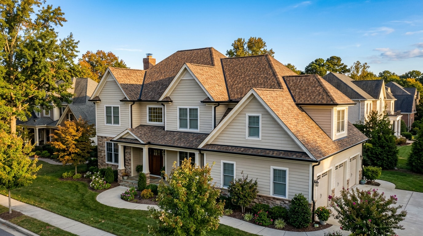 Finished composition asphalt shingle roof on a Fredericksburg, VA home