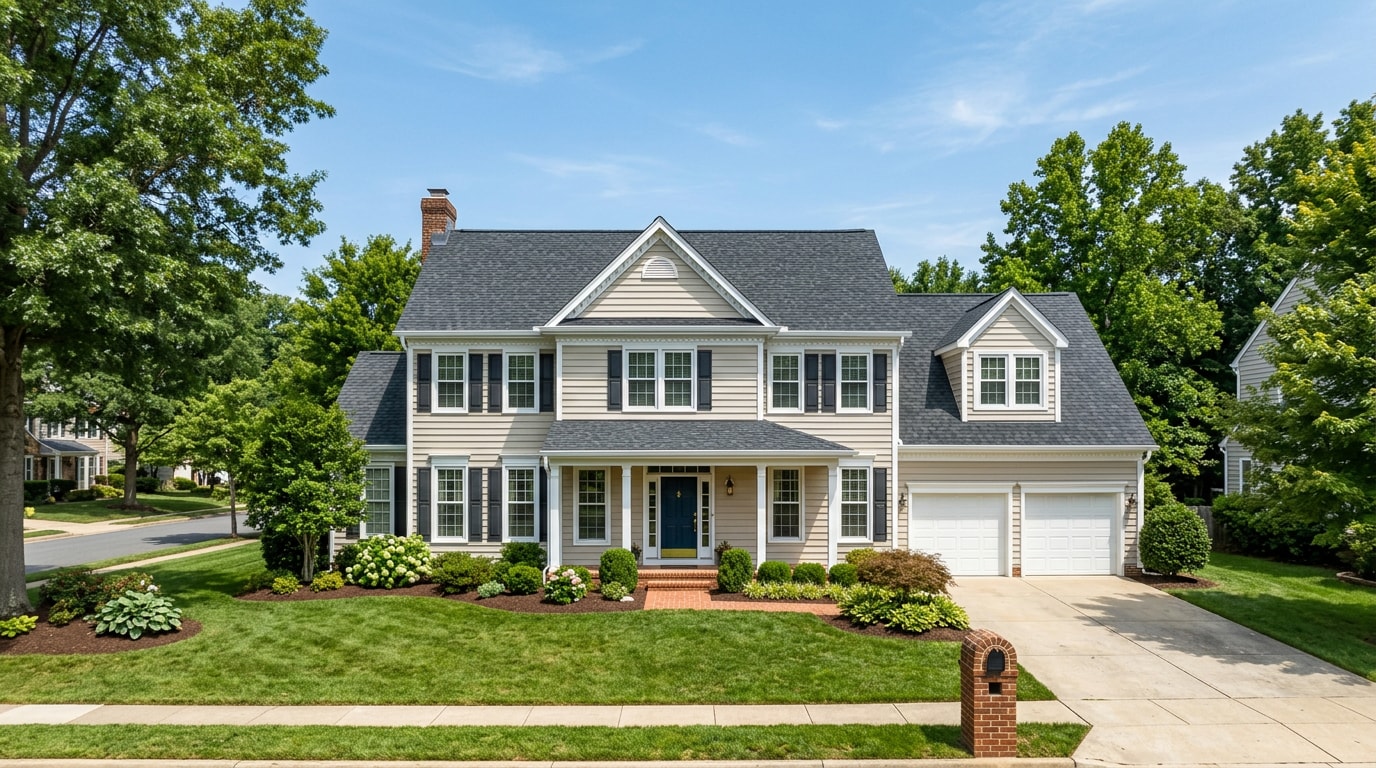 Freshly installed architectural shingle roof on a residential home in Alexandria, VA
