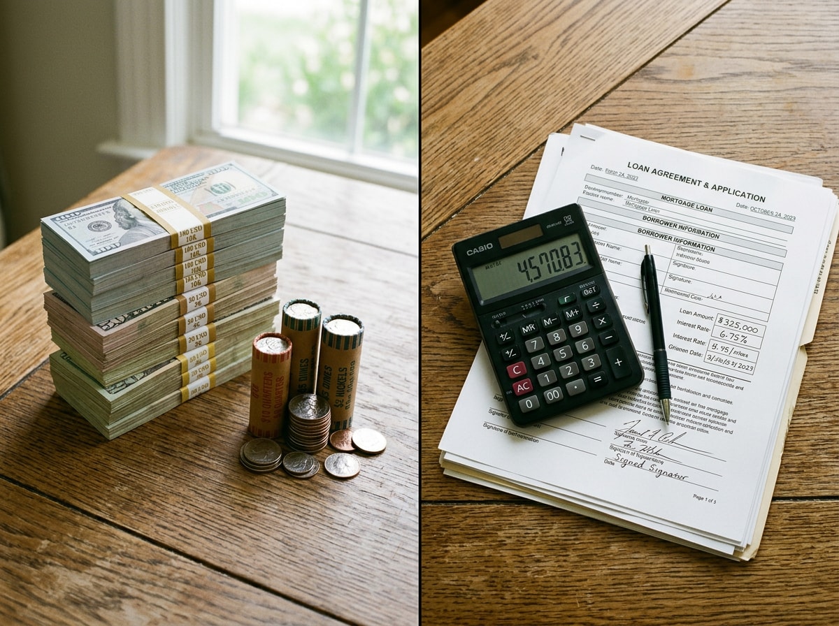 Side-by-side comparison graphic of roof financing versus cash discount savings